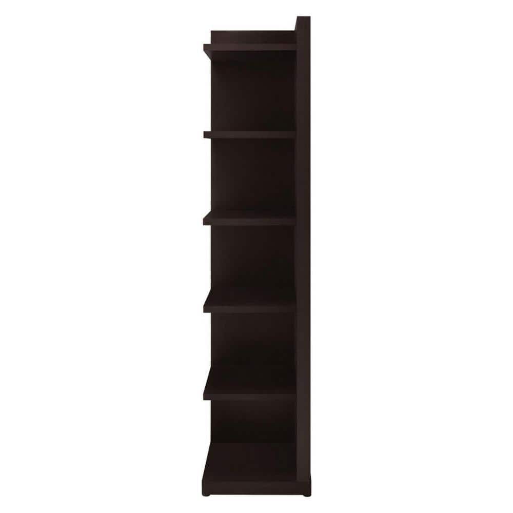 Casual Contemporary Cappuccino Corner Bookcase with 5 Shelves