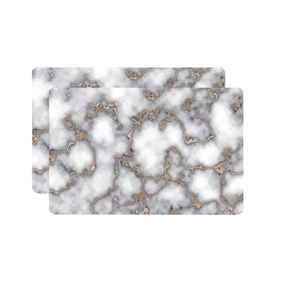 Dainty Home 12 in. x 18 in. Smokey Gold Marble Cork Printed Marble
