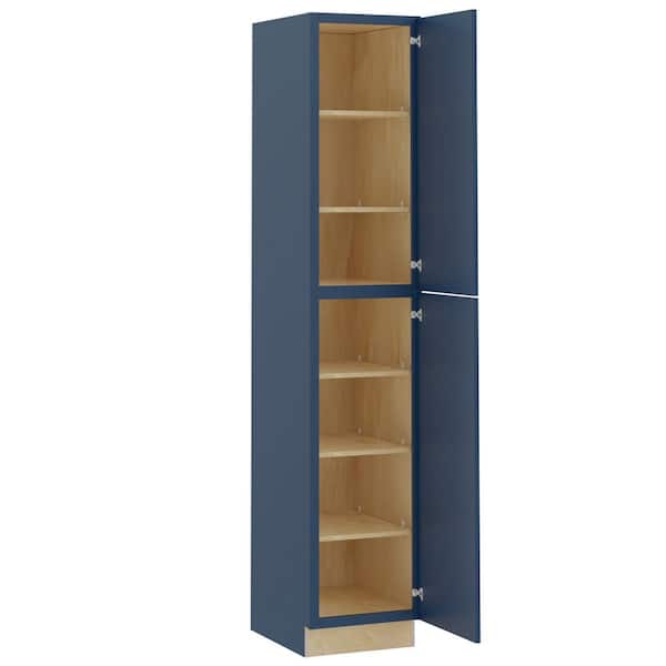 Grayson 18 in. W x 24 in. D x 96 in. H Assembled Plywood Pantry Kitchen Cabinet in Mythic Blue with Soft Close RH