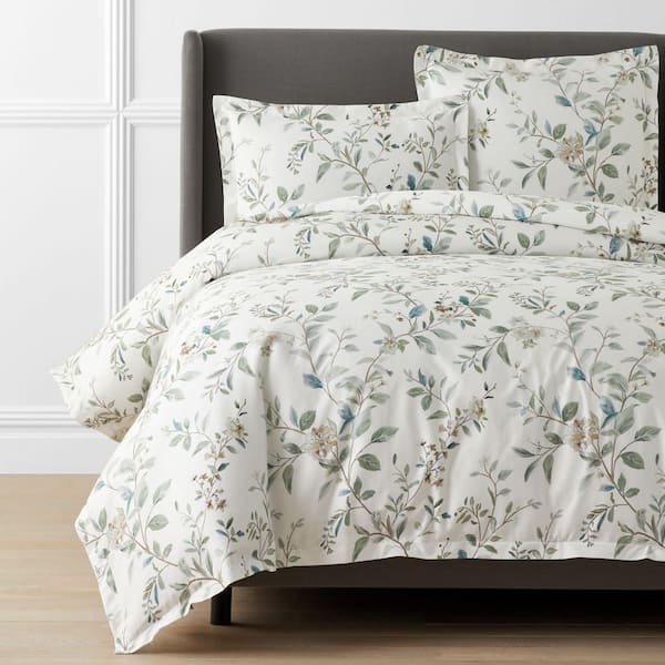 The Company Store Legends Hotel Whispering Leaves Cream Multi King Wrinkle-Free Sateen Duvet Cover