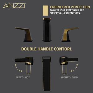 8 in. Widespread 2-Handle 3-Hole Bathroom Faucet with Pop-Up Drain in Matte Black and Brushed Gold