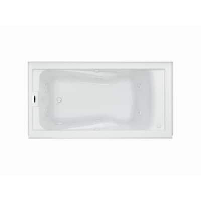 EverClean 60 in. Acrylic Left Drain Rectangular Alcove Whirlpool Bathtub in White