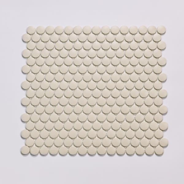 Marin 3/4 in. Penny Round Matte Porcelain Mosaic in Sand Dollar (9.87 sq. ft. /Case)