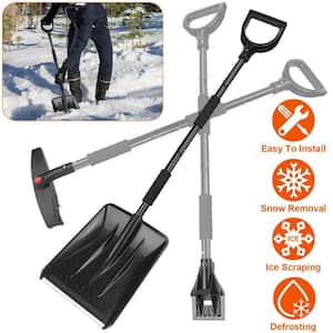 45.7 in. Metal Handle Steel 3-In-1 Snow Shovel Kit Brush Ice Scraper Collapsible Design Snow Removal