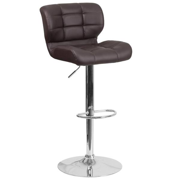 Flash Furniture 33 in. Adjustable Height Brown Cushioned Bar Stool