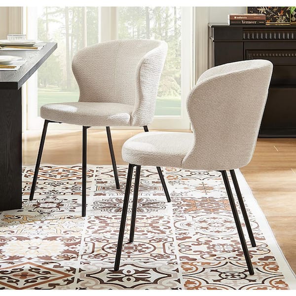 Art Leon Shell beige Fabric Dining Side Chairs Set of 2