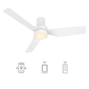 Barnet 44 in. Integrated LED Indoor White Smart Ceiling Fan with Light and Remote, Works with Alexa and Google Home
