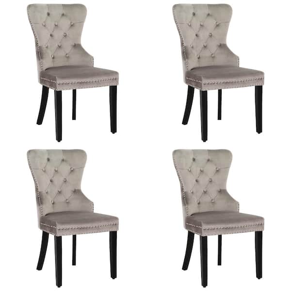 WESTINFURNITURE Brooklyn Gray Tufted Velvet Dining Side Chair (Set of 4)