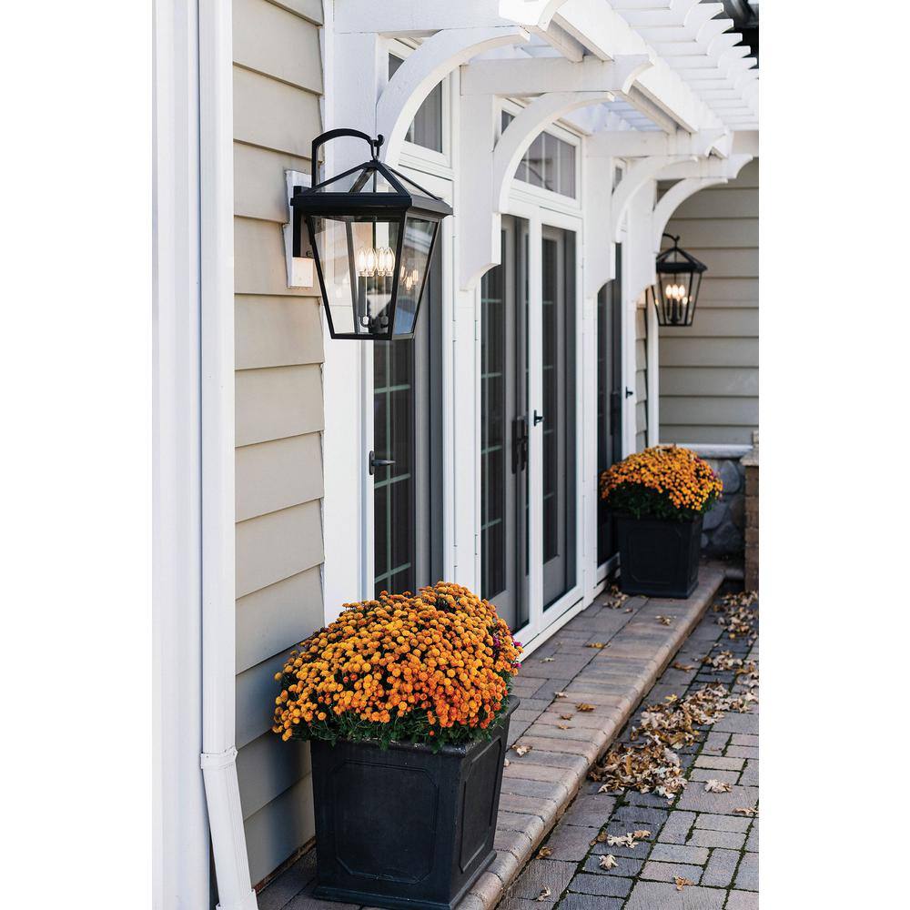 Estate Series Alford 4-Light Outdoor Wall Lantern in Museum Black