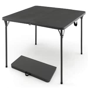 Gray Folding Camping Table with All-Weather HDPE Tabletop and Rustproof Steel Frame