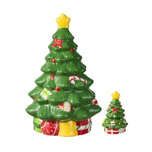 3-Piece Dolomite Christmas Tree Cookie Jar Set