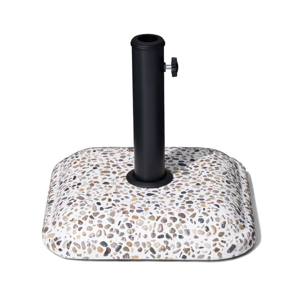 45 lbs. Cement with Cobble Square Patio Umbrella Base in Cobblestone with Side Knobs price history on PriceWatchPro
