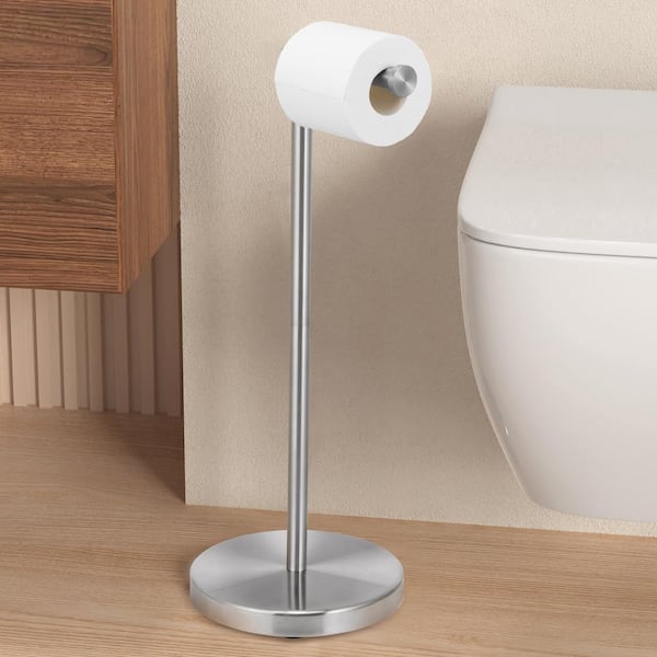KES Bathroom Freestanding Toilet Paper Holder Tissue Roll Holder Floor Stand in Brushed Finish