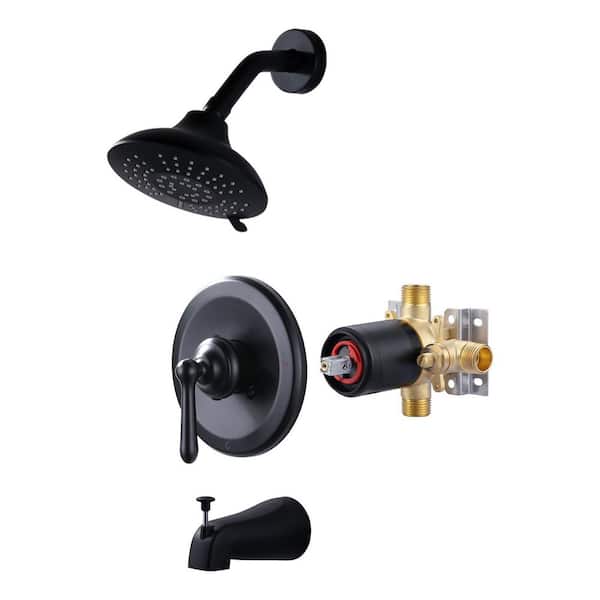 VEVETTA Single Handle 5-Spray Tub and Shower Faucet 1.8 GPM in. Matte Black with Pressure Balance Valve Included