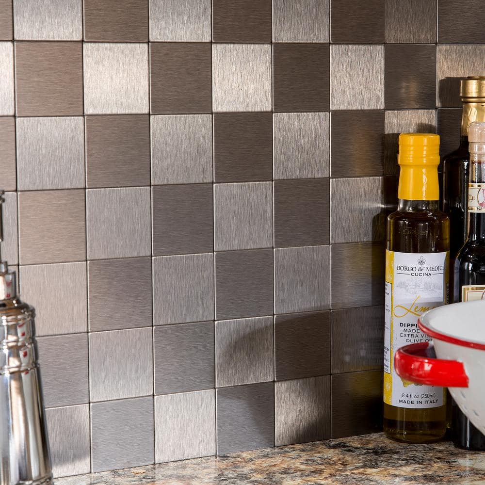 Stainless Steel Peel and Stick Backsplash Tiles for Kitchen and Bathroom