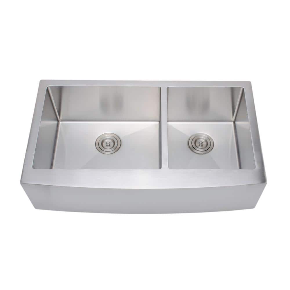 Handcrafted 36-Inch Stainless Steel Double Bowl Undermount Sink