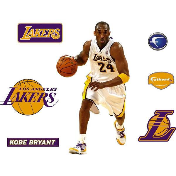 Fathead 18 in. x 32 in. Kobe Bryant Los Angeles Lakers Logo Wall Decal
