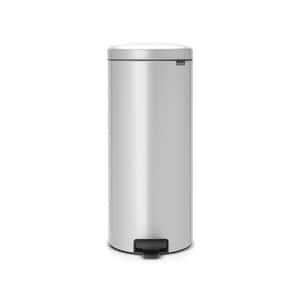 NewIcon 8 Gallon (30L) Metallic Gray Steel Step On Trash Can