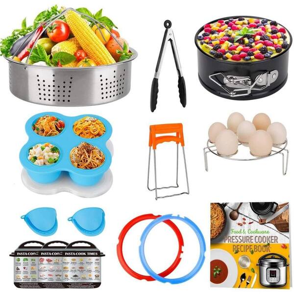 3 qt. Pot Accessories Set with Sealing Ring, Steamer Basket, Springform Pan, Egg Rack, Trivet, Suitable for 1-2 People