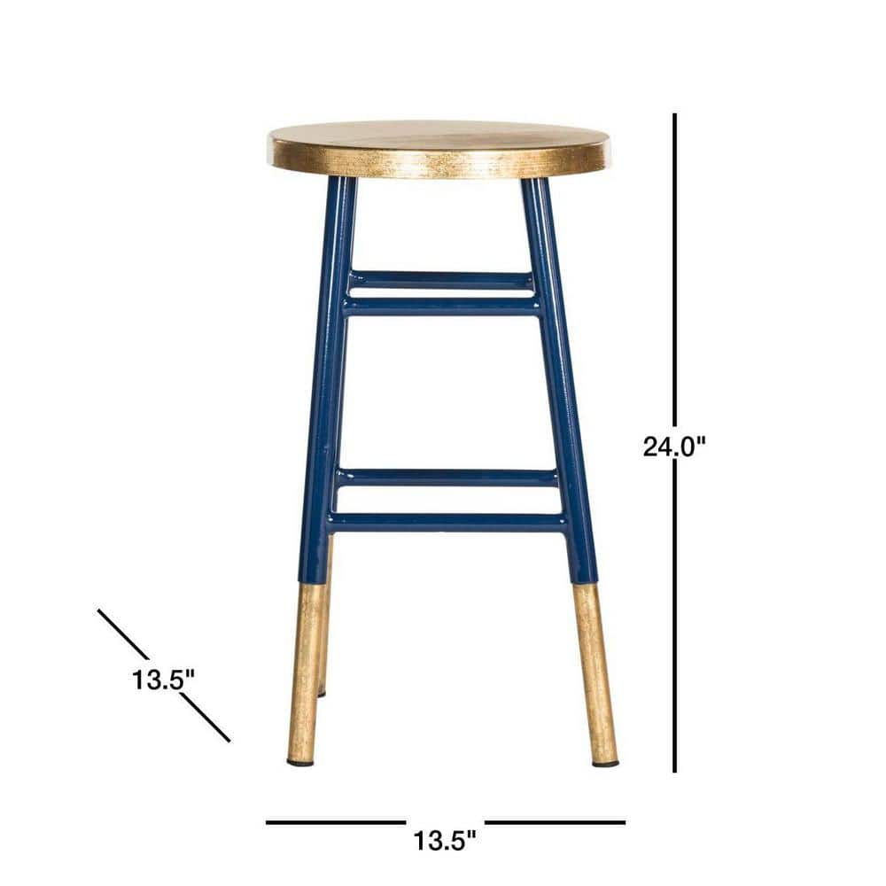 Navy and Gold Backless Metal Counter Stool
