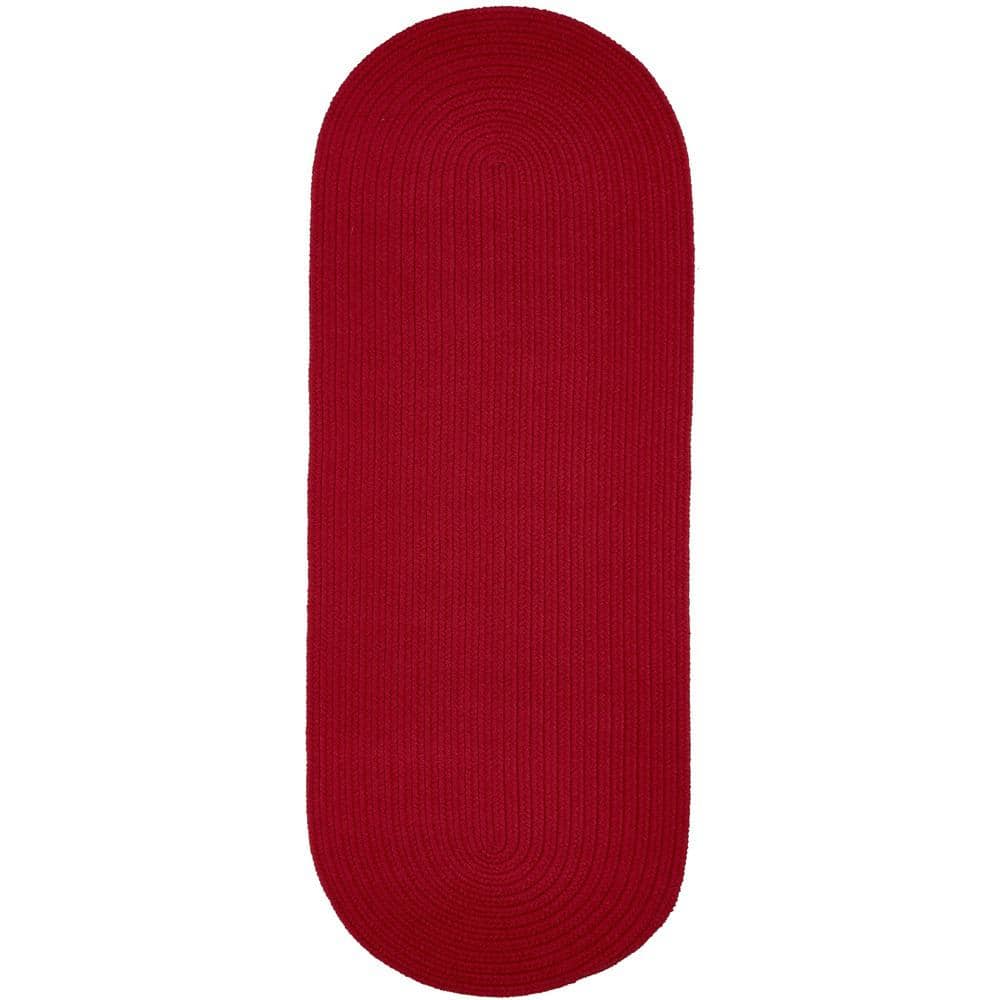 Texturized Solid Brilliant Red Poly 2 ft. x 6 ft. Braided Runner Rug