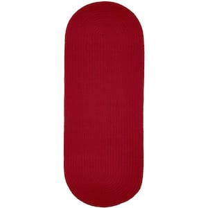 Texturized Solid Brilliant Red Poly 2 ft. x 6 ft. Braided Runner Rug
