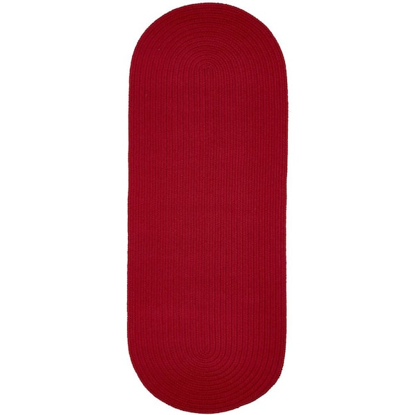 Unbranded Texturized Solid Brilliant Red Poly 2 ft. x 6 ft. Braided Runner Rug