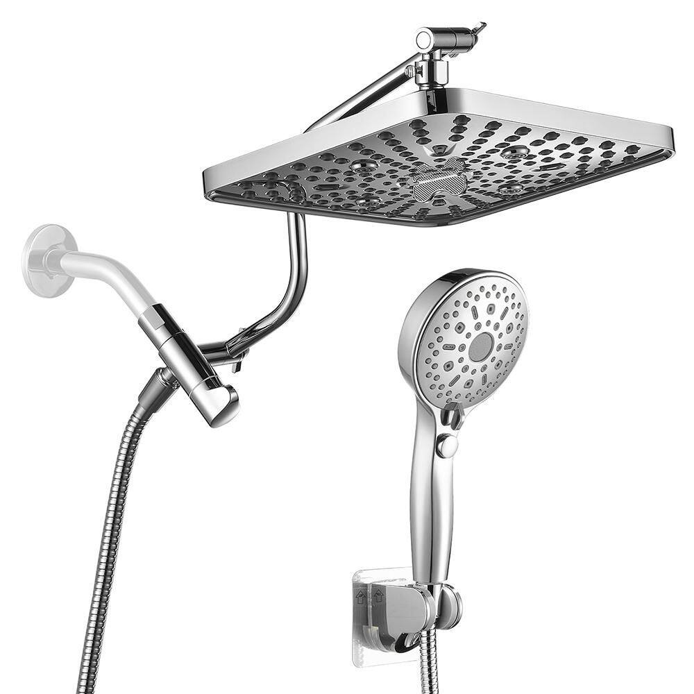 Rainfull 2-in-1 12-Spray Patterns with 2.5 GPM 10 in. Wall Mount Dual Shower Head and Handheld Shower Head in Chrome price history on PriceWatchPro