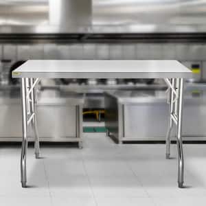 Commercial Prep Table 48 x 24 in. Stainless Steel Restaurant Table with Height Adjustable Kitchen Utility Table,Silver