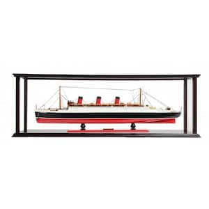 Wood Hand Painted Queen Mary Boat Display Case Decorative Sculpture