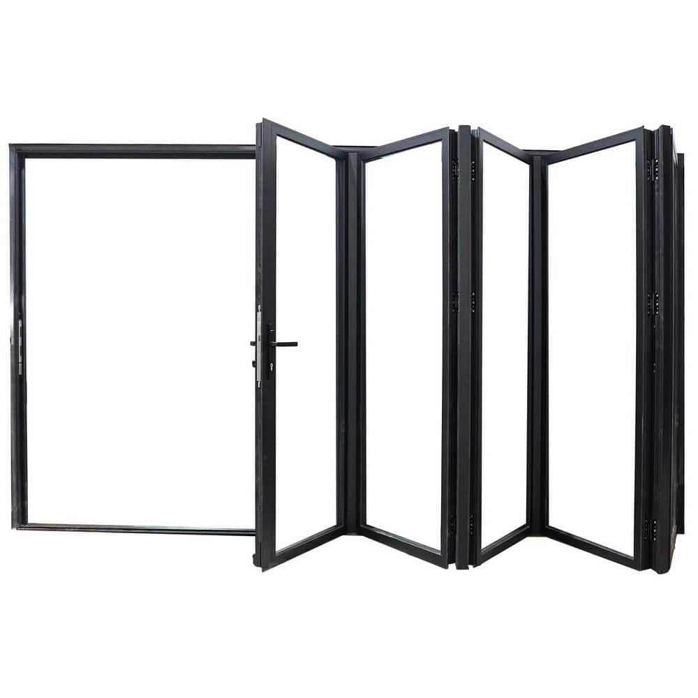TEZA DOORS 85 Series 168 in. x 96 in. Matte Black Left to Right