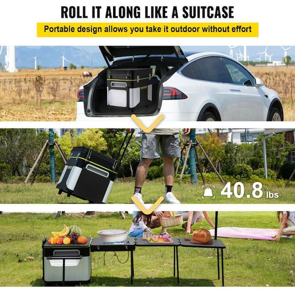 VEVOR Camping Kitchen, Outdoor Cooking Station Multifunctional Integrated  Box with Wheels & Windproof Stove Portable Folding Tables Storage  Organizer, for Picnic BBQ Beach Traveling, Black - Yahoo Shopping