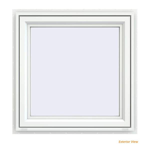 JELD-WEN 35.5 in. x 35.5 in. V-4500 Series White Vinyl Left-Handed Casement Window with Fiberglass Mesh Screen
