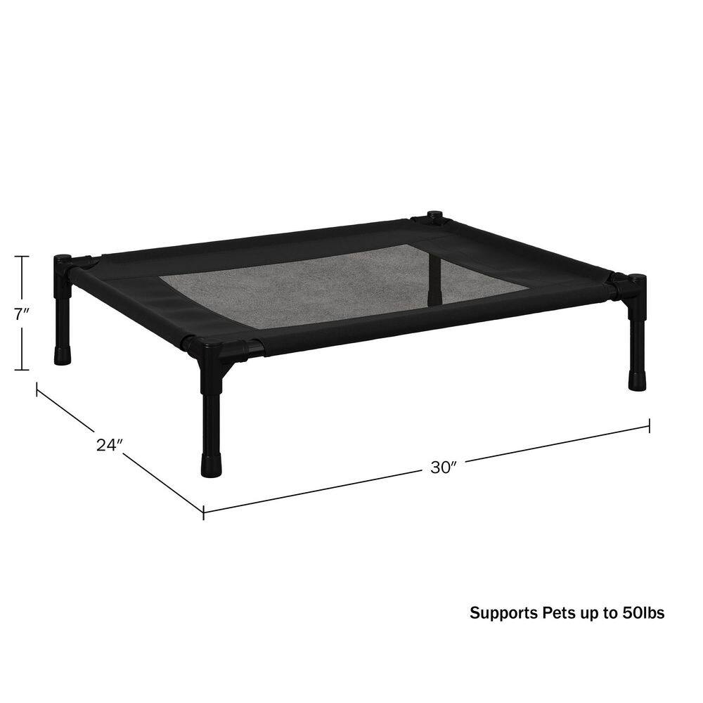 Medium Black Elevated Waterproof Outdoor Dog Bed