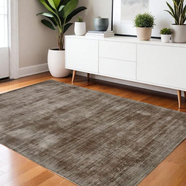 4 ft. x 6 ft. Brown and Gray Abstract Hand Woven Area Rug