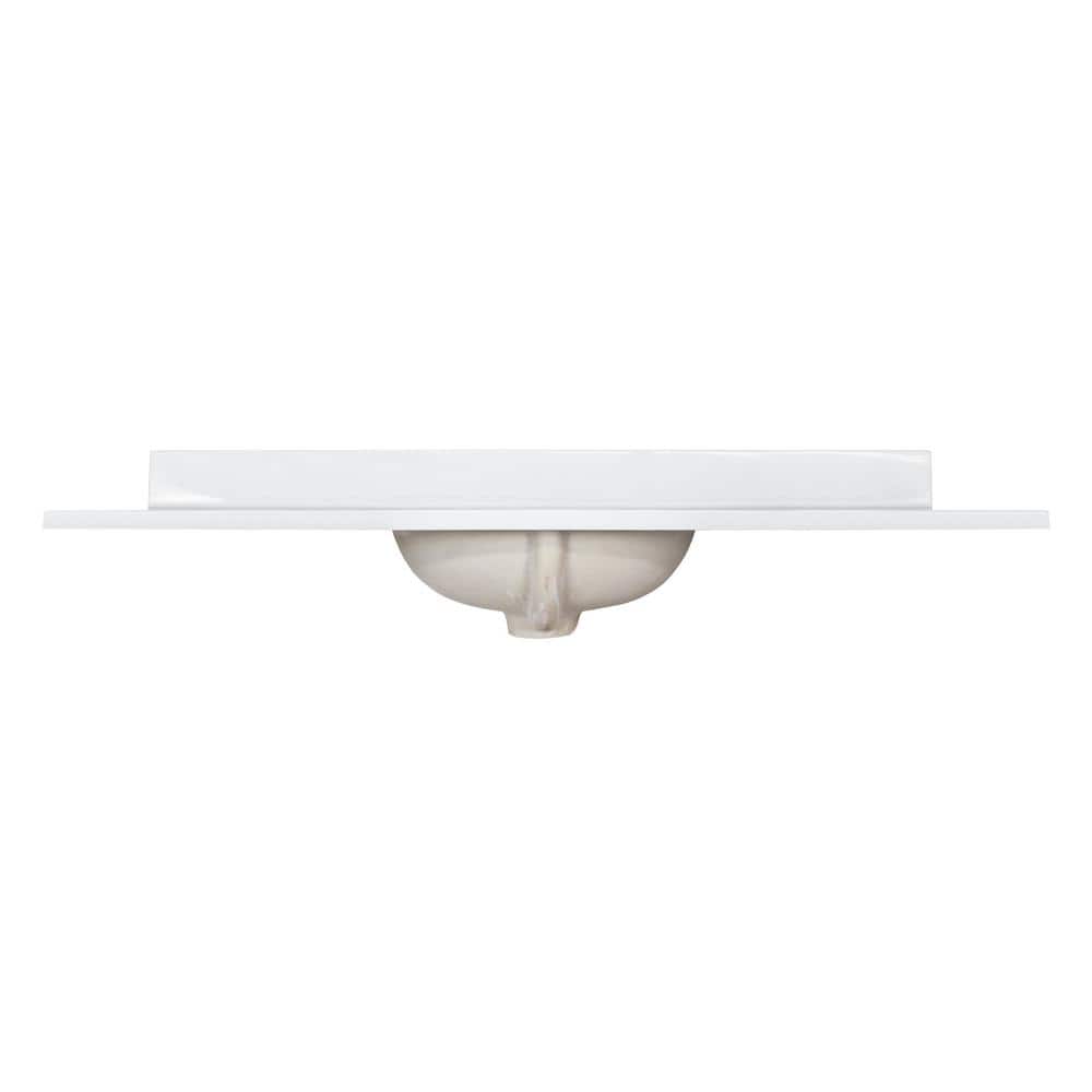 Solid White Cultured Marble Vanity Top with Oval Bowl, 49-Inch