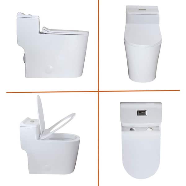 Yingze 12 in. 1-Piece 1.1/1.6 GPF Dual Flush Elongated Toilet in