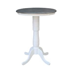 30 in. White/Heather Gray Round Top Bar Height Dining Table.