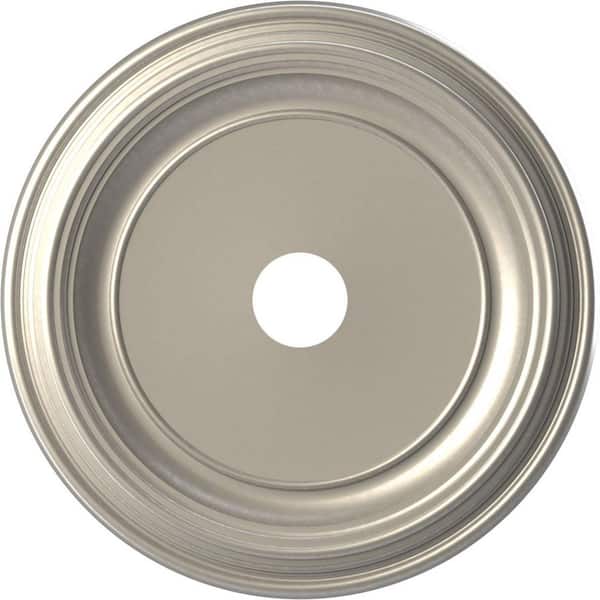 Ekena Millwork 22 in. O.D. x 3-1/2 in. I.D. x 1-1/2 in. P Traditional Thermoformed PVC Ceiling Medallion in Bright Coat Aluminum
