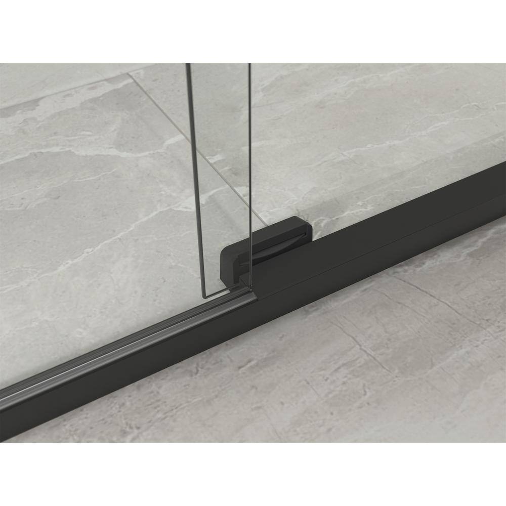 Matte Black Tall Sliding Shower Door with Frosted Glass
