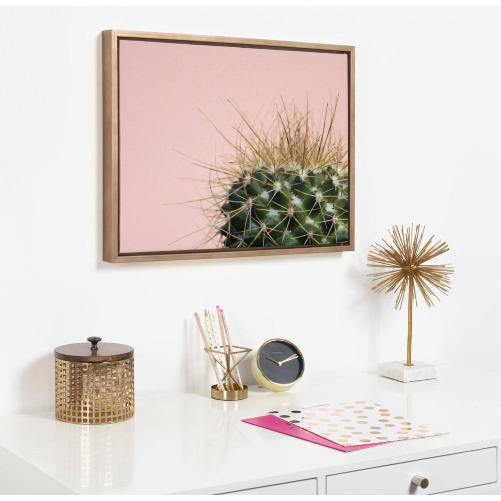 Gold Framed Cactus Print on Canvas Wall Art, 18x24