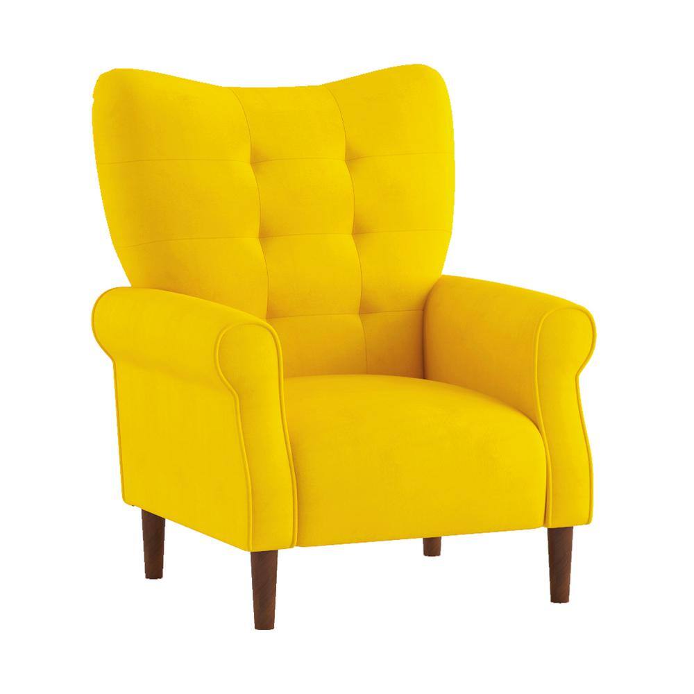 Cecily Yellow Velvet Tufted Back Club Accent Chair 1046YW1 The Home