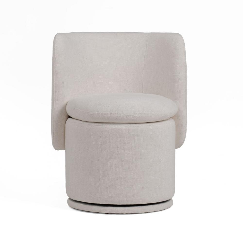 Ivory Upholstered Swivel Side Chair with Metal Legs