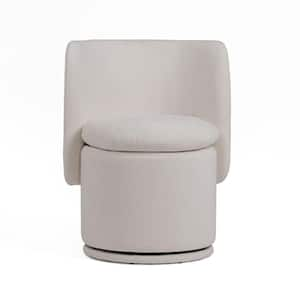 Off White Fabric Wooden Frame Dining Chair