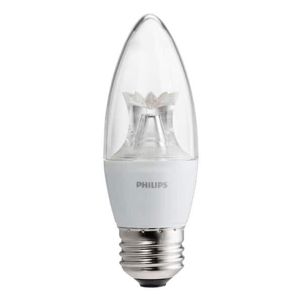 Philips 60-Watt Equivalent B11 Dimmable LED Tip Candle Soft White with Warm Glow Light Effect 458653 - The Home Depot