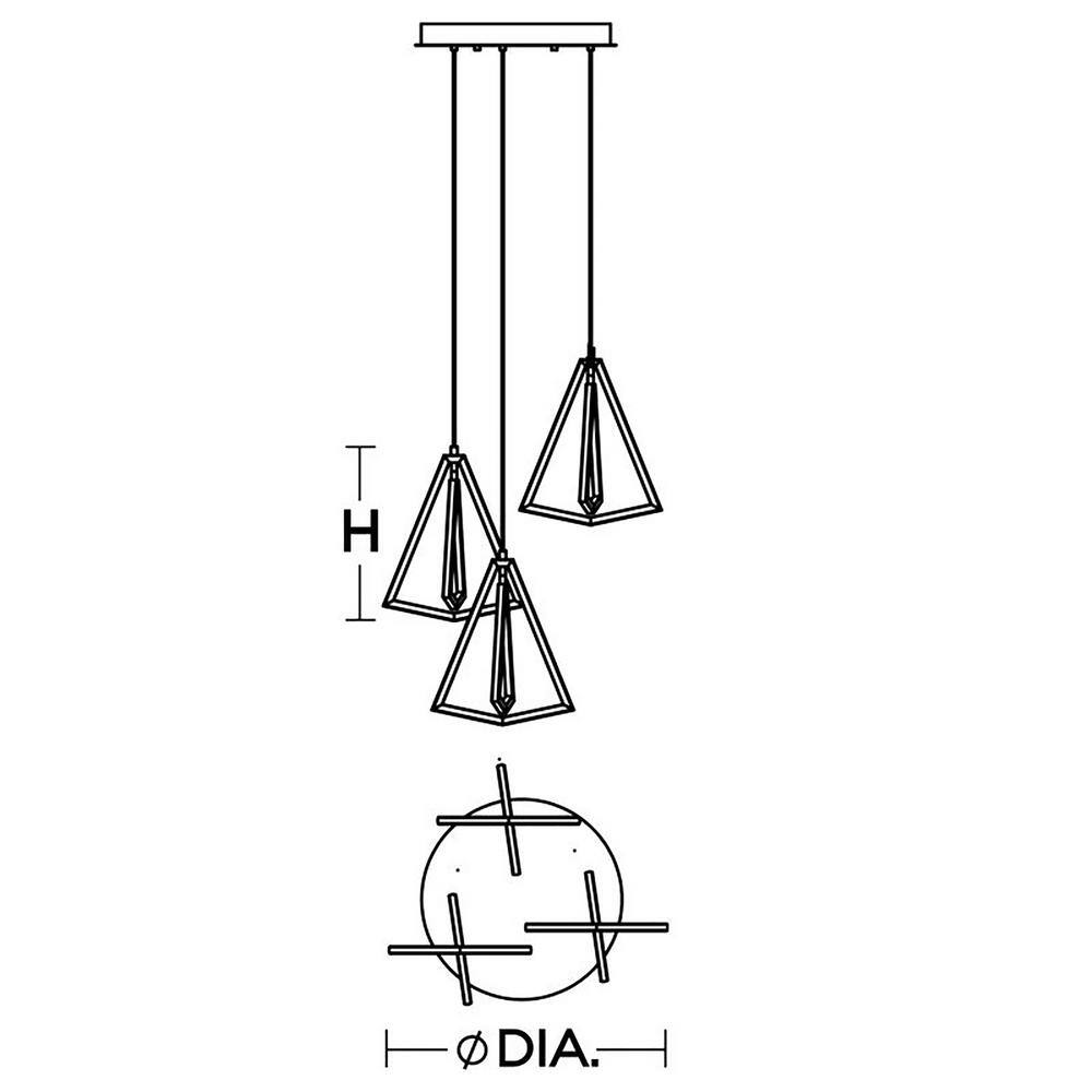 Gianna Black Aluminum LED 3-Light Pendant
