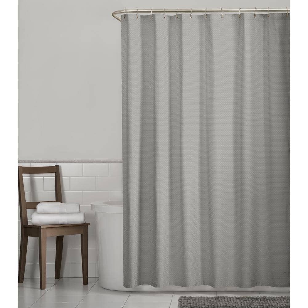 Fabric Shower Curtain, Gray Waffle Weave Shower Curtain
