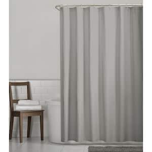 Luxury Spa Waffle 70 in. x 72 in. Fabric Shower Curtain in Grey