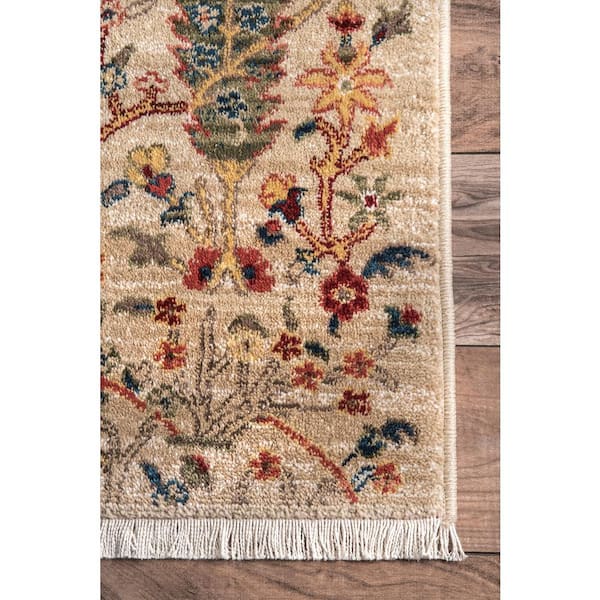 nuLOOM Valentina Tribal Fringe Olive 10 ft. x 13 ft. Area Rug 