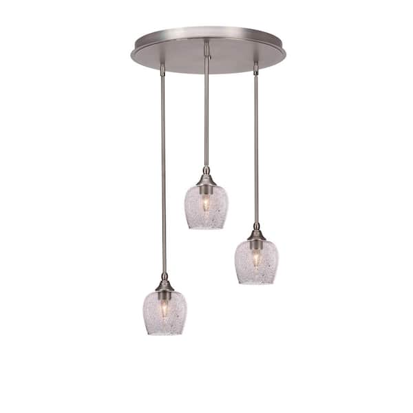 Unbranded Villa 3 Light Brushed Nickel, Cluster Pendant Light with 6 in. Smoke Bubble Glass Shades, No Bulbs Included